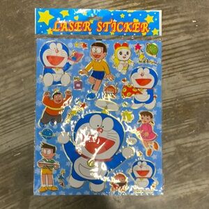 Doraemon Laser Sticker Sheet - Blue & White Character Decals
